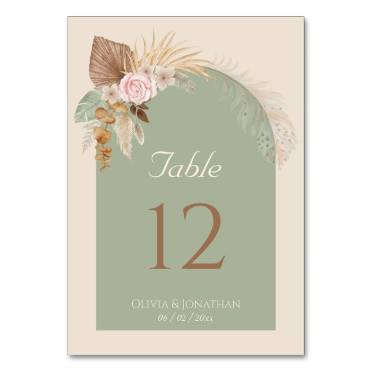 Moderne Classy Boho Rustiek Beige Mint Bruiloft Kaart (Voorkant)