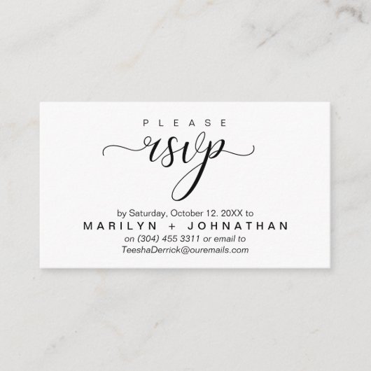Moderne Classy RSVP Huwelijkswebsite Herinnering Informatiekaartje (Voorkant)