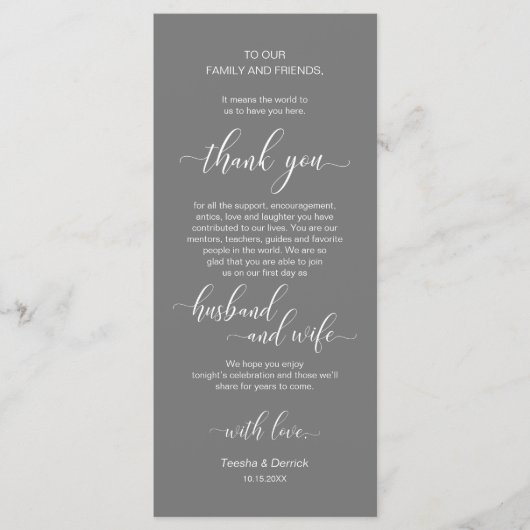 Moderne Classy Trouwplaats Het plaatsen Dank u Kaa Programmakaart (Voorkant)