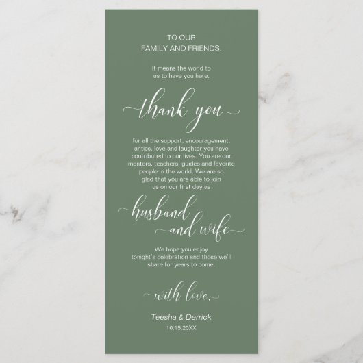 Moderne Classy Trouwplaats Het plaatsen Dank u Kaa Programmakaart (Voorkant)