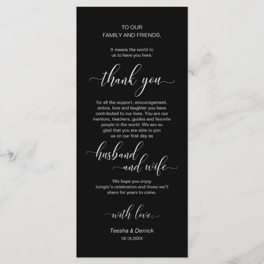 Moderne Classy Trouwplaats Het plaatsen Dank u Kaa Programmakaart (Voorkant)