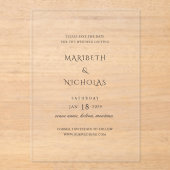 Moderne Classy Wedding Save the Date Acryl Uitnodigingen (Voorkant)