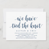 Moderne Clean Rustic, Navyblauw, Trouw Elopement Kaart (Voorkant)