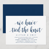 Moderne Clean Rustic, Navyblauw, Trouw Elopement Kaart (Voorkant / Achterkant)
