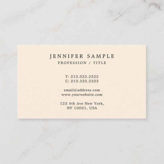 Moderne Clean Sjabloon Elegante Roze Crème Kleur Visitekaartje (Achterkant)