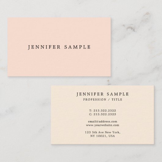 Moderne Clean Sjabloon Elegante Roze Crème Kleur Visitekaartje (Voorkant / Achterkant)