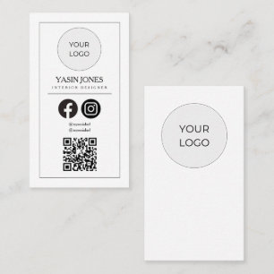 Moderne Clean White QR Code Social Media Visitekaartje