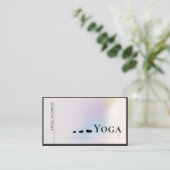Moderne Clean Yoga Instructeur Holografisch Zilver Visitekaartje (Staand voorkant)