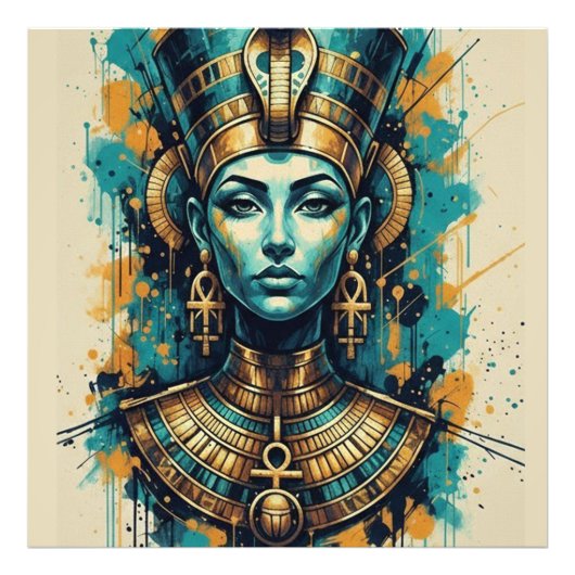 Moderne Cleopatra – Abstracte Vloeibare Kleuren Ku Foto Afdruk (Voorkant)