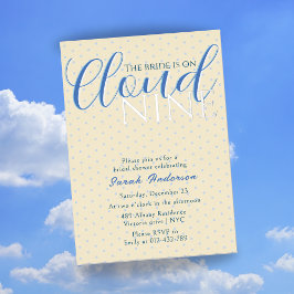 Moderne Cloud 9 Bruidsdouche Blauw Folie Uitnodiging