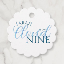 Moderne Cloud 9 eenvoudige typografie bruidsdouche Bedankjes Labels