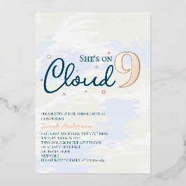 Moderne Cloud Nine Bruidsdouche Roze Goud Folie Uitnodiging