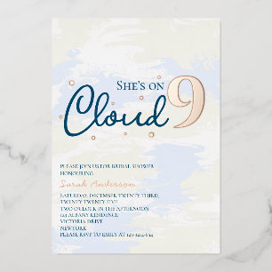 Moderne Cloud Nine Bruidsdouche Roze Goud Folie Uitnodiging