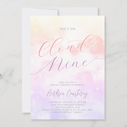 Moderne Cloud Nine Dreamy Pastel Wolken en Sterren Kaart (Voorkant)