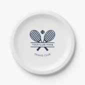 Moderne clubnaam Tennis Iconen Navy Blue Logo Papieren Bordje (Voorkant)
