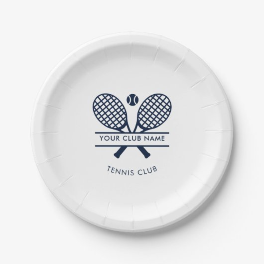 Moderne clubnaam Tennis Iconen Navy Blue Logo Papieren Bordje (Voorkant)