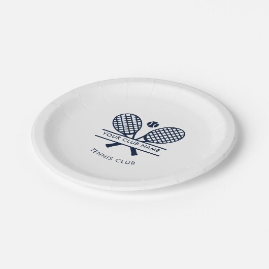 Moderne clubnaam Tennis Iconen Navy Blue Logo Papieren Bordje (Gekanteld)