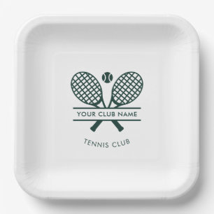 Moderne clubnaam tennisrackets pictogram aangepast papieren bordje