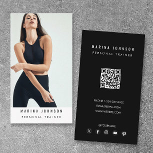 Moderne Coach Fitness Trainer Foto QR Code Visitekaartje