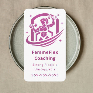 Moderne Coaching Vrouwelijke Personal Trainer Roze Visitekaartje