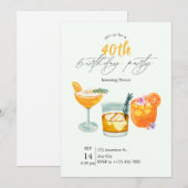 Moderne Cocktail 40e verjaardag Uitnodiging (Voorkant / Achterkant)