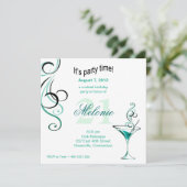 Moderne Cocktail Birthday Party (aqua) Kaart (Staand voorkant)