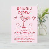 Moderne Cocktail Brunch & Mousserende Wijn Bruidsb Kaart (Staand voorkant)