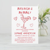 Moderne Cocktail Brunch & Mousserende Wijn Bruidsb Kaart (Staand voorkant)
