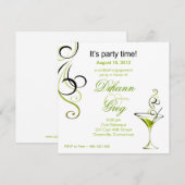 Moderne Cocktail Engagement Party (limoen) Kaart (Voorkant / Achterkant)