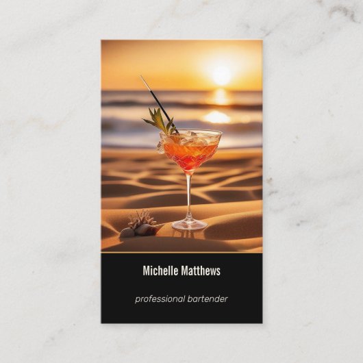 Moderne Cocktail Foto Professionele Bartender Visitekaartje (Voorkant)