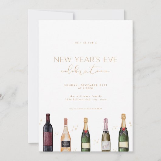 Moderne cocktail New Years Eve Party uitnodiging (Voorkant)