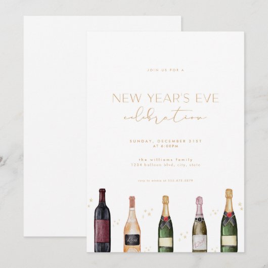 Moderne cocktail New Years Eve Party uitnodiging (Voorkant / Achterkant)