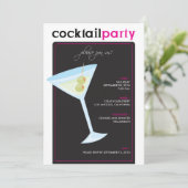 Moderne Cocktail Party Invitation (fuschia) Kaart (Staand voorkant)