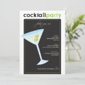 Moderne Cocktail Party Invitation (kalkgroen) Kaart (Staand voorkant)