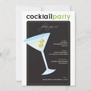 Moderne Cocktail Party Invitation (kalkgroen) Kaart