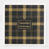 Moderne Cocktail servetten Zwart Goud Glitter (Voorkant)