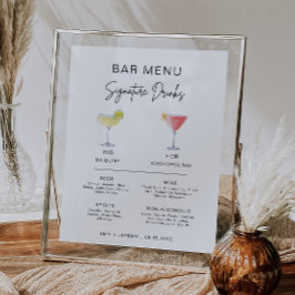 Moderne Cocktail Signature Drink Bar Menubord Poster
