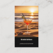Moderne Cocktailfoto Professionele Bartender Visitekaartje (Voorkant)