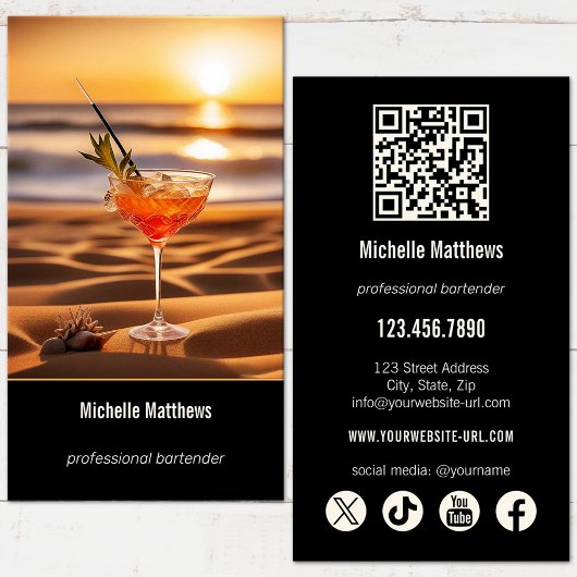 Moderne Cocktailfoto Professionele Bartender Visitekaartje