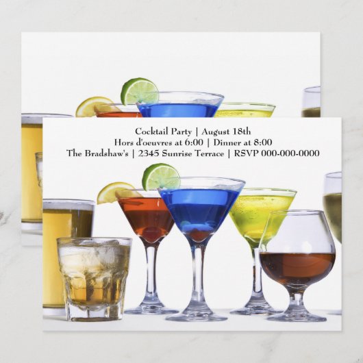 Moderne cocktailparty kaart (Voorkant / Achterkant)