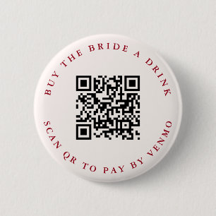 Moderne Cocktails Bachelorette Weekend QR Code Ronde Button 5,7 Cm