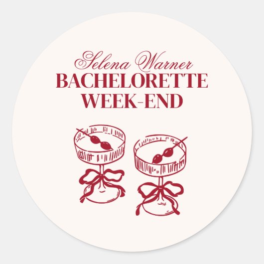 Moderne Cocktails Bachelorette Weekend Ronde Sticker (Voorkant)