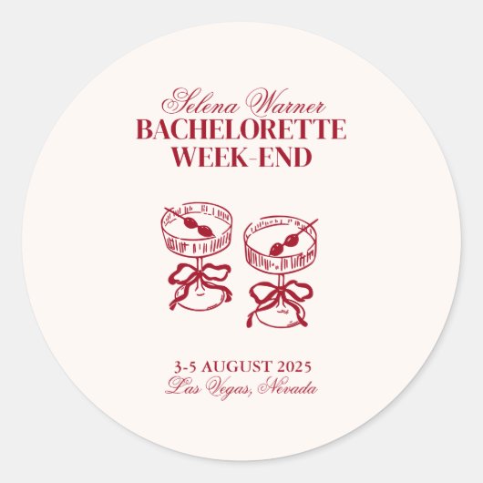 Moderne Cocktails Bachelorette Weekend Ronde Sticker (Voorkant)