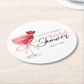 Moderne Cocktails Drank Roze Lint Bruidsmeisjesfee Ronde Kartonnen Onderzetter (Gebogen)