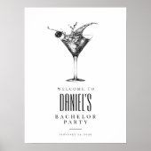Moderne Cocktails Drink Bachelor Party Welkomstbor Poster (Voorkant)