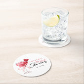 Moderne Cocktails Drink Roze Lint Bruidsdouche  Ronde Kartonnen Onderzetter (Insitu)