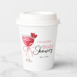 Moderne Cocktails Drinken Roze Strik Bruidsuitnodi Papieren Bekers
