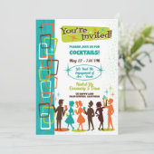 Moderne Cocktails Engagement Party uit het midden  Kaart (Staand voorkant)