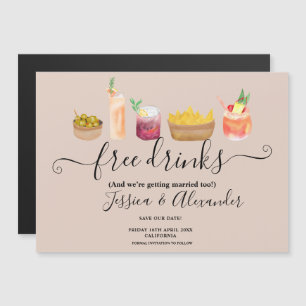 Moderne cocktails waterverf blush save the date
