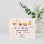 Moderne cocktails waterverf blush save the date briefkaart (Staand voorkant)